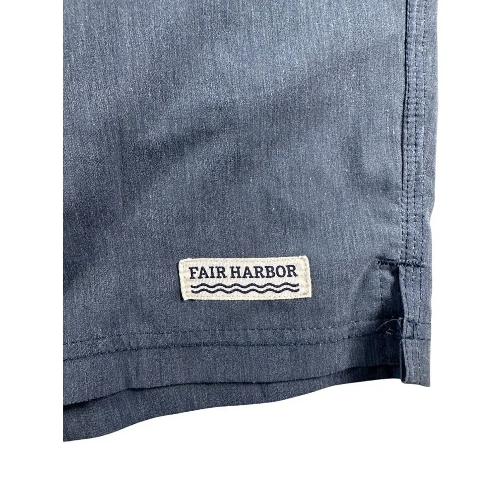 Fair Harbor Board Shorts Mens 34 Unlined Navy Blue Striped Swim Trunks Surf Gym